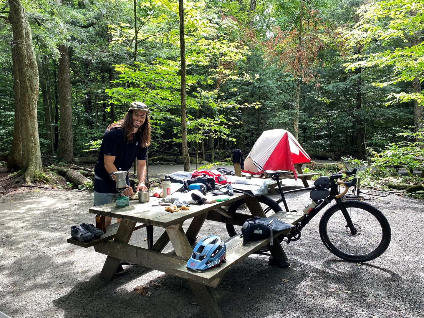 Bikepacking camping setup