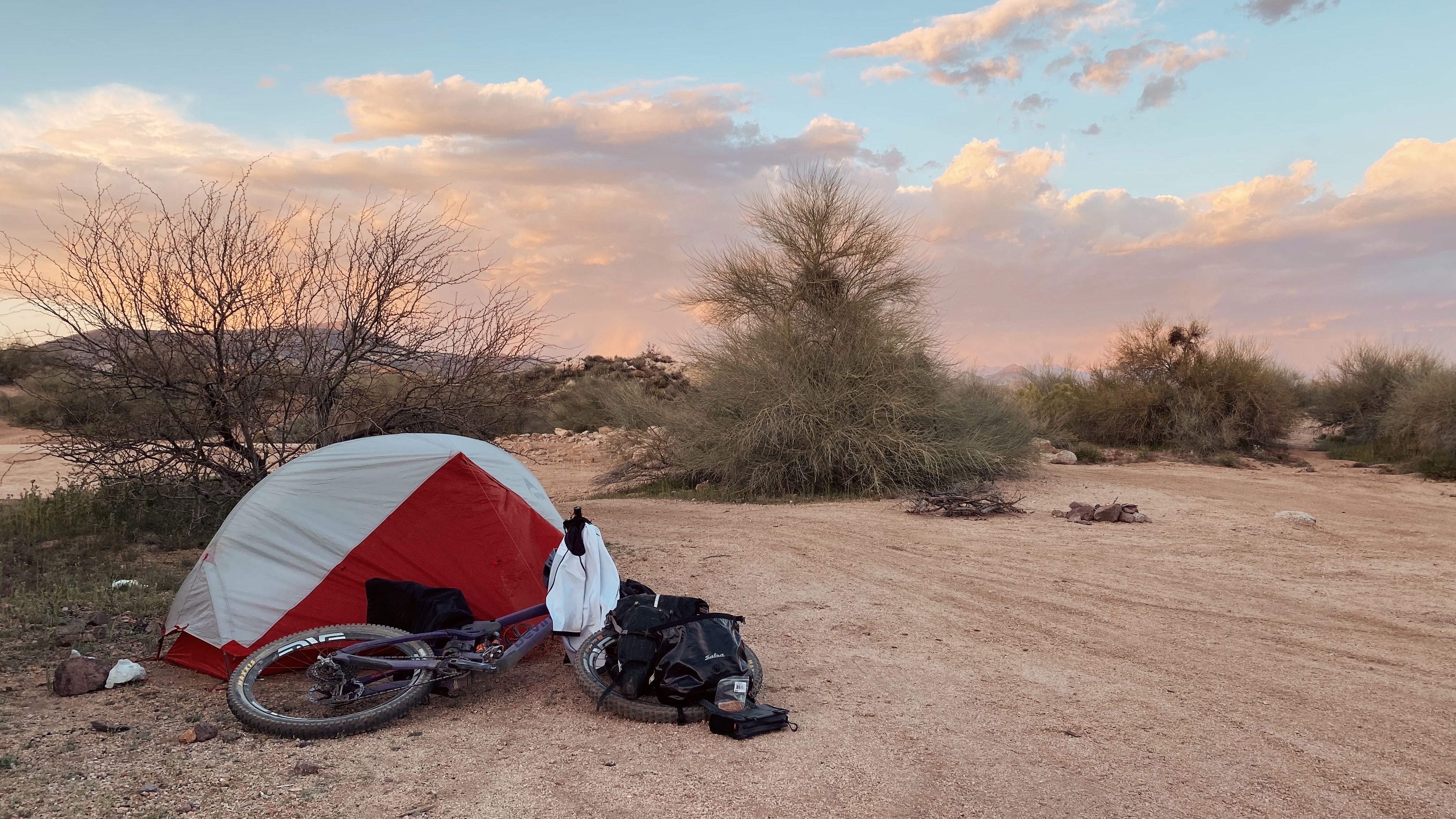 Bikepacking camp setup